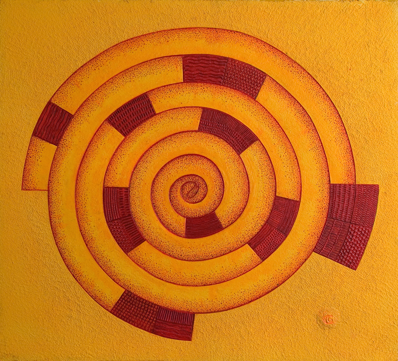 Spiral Salt Flats, Handmade paper, Aerial Views, Acrylic on incised handmade paper. Year 2007.