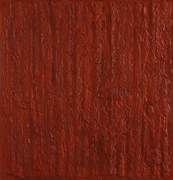 Rust Bark, Handmade paper, Color Series, Acrylic on incised handmade paper. Year 2010.